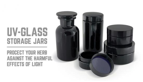 Black Ultra violet Glass Screw Top Jar