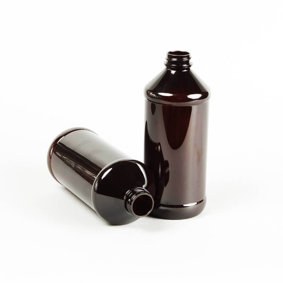 Bottiglia liquida per bottiglia medica da 16 once, 500 ml, color ambra, per animali domestici, bombola di plastica rotonda, con scala