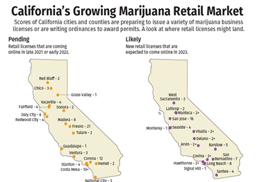 Il mercato della marijuana in California continua a crescere mentre più città, contee abbracciano mj